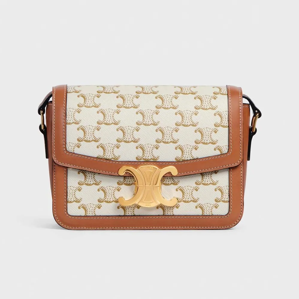Celine Teen Triomphe Bag in Triomphe Canvas and Calfskin for Women