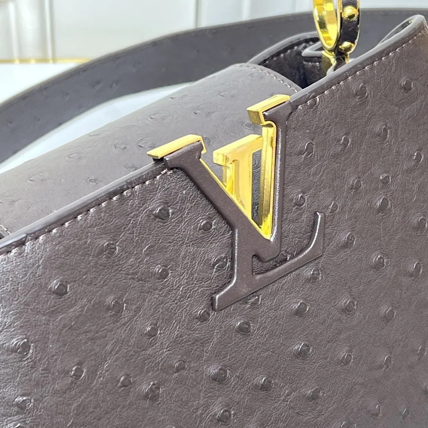 Louis Vuitton Capucines BB Top Handle Bag in Dark Brown Gold Hardware