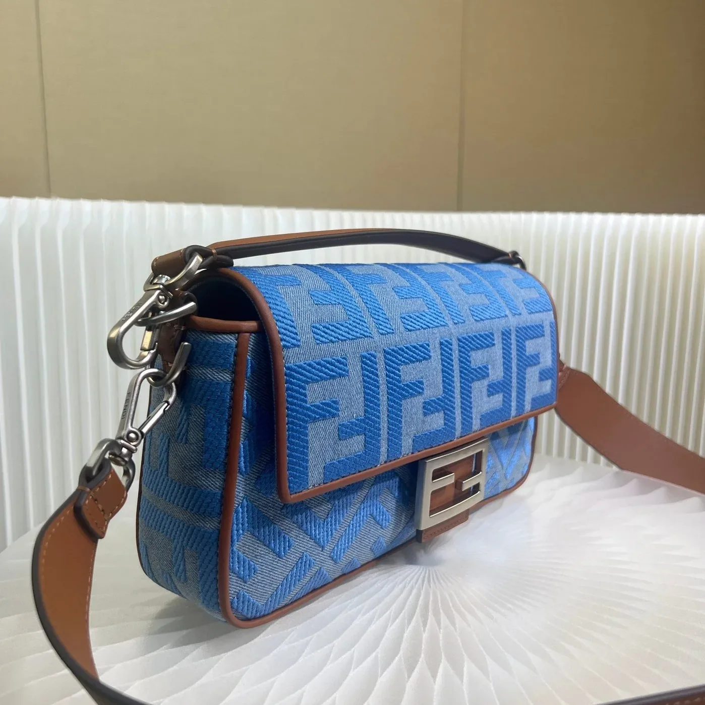 Fendi Denim Bag With FF Embroidery Blue /