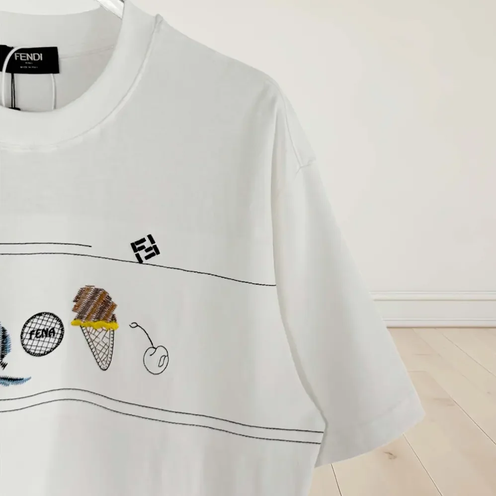Fendi White Cotton T for Men in shirt Fendi White Cotton T for Men in shirt