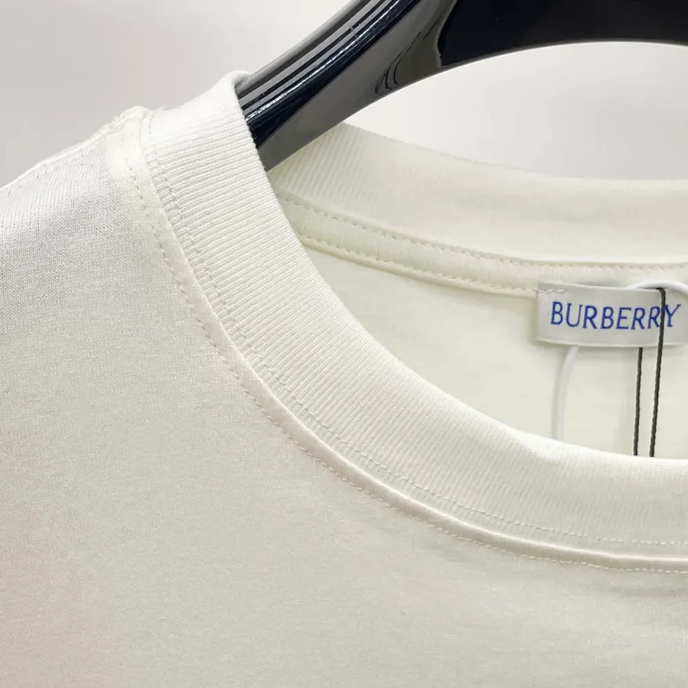 Burberry Check Knight Stamp Cotton T-shirt for Women in White Burberry Check Knight Stamp Cotton T-shirt for Women in White