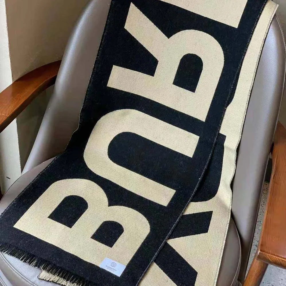 Burberry Logo Wool Jacquard Scarf for Women in Brown Burberry Logo Wool Jacquard Scarf for Women in Brown