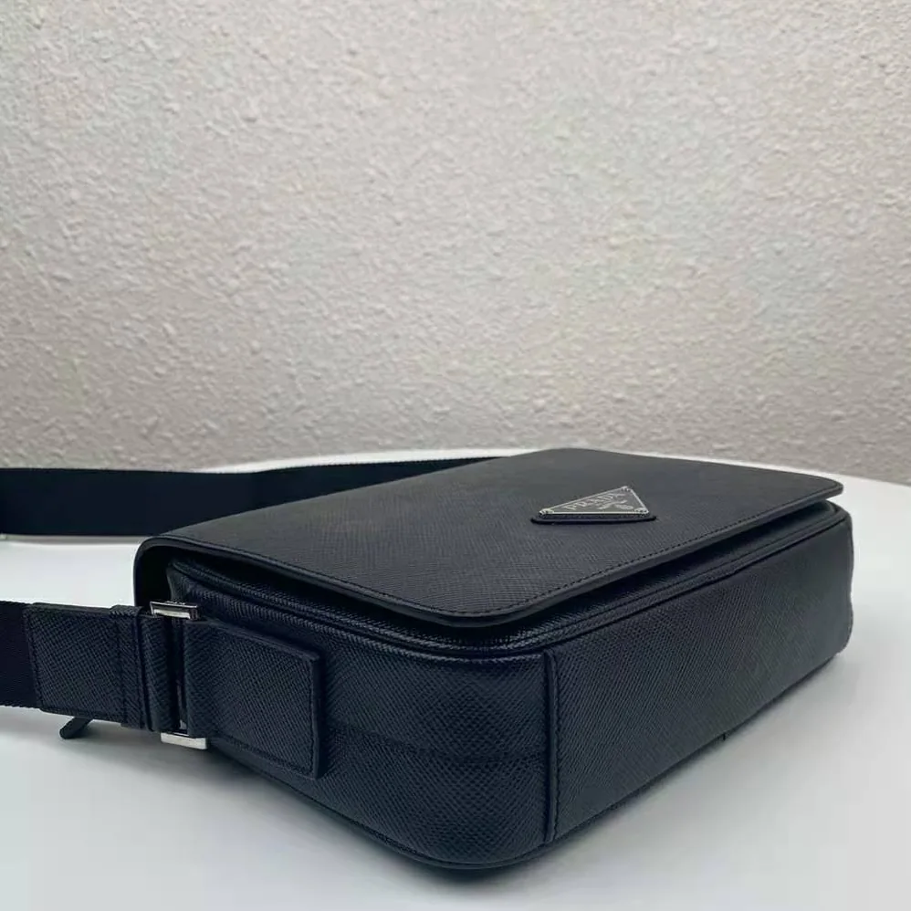 Prada Bag with Saffiano Leather Shoulder Strap for Men in Black Prada Bag with Saffiano Leather Shoulder Strap for Men in Black