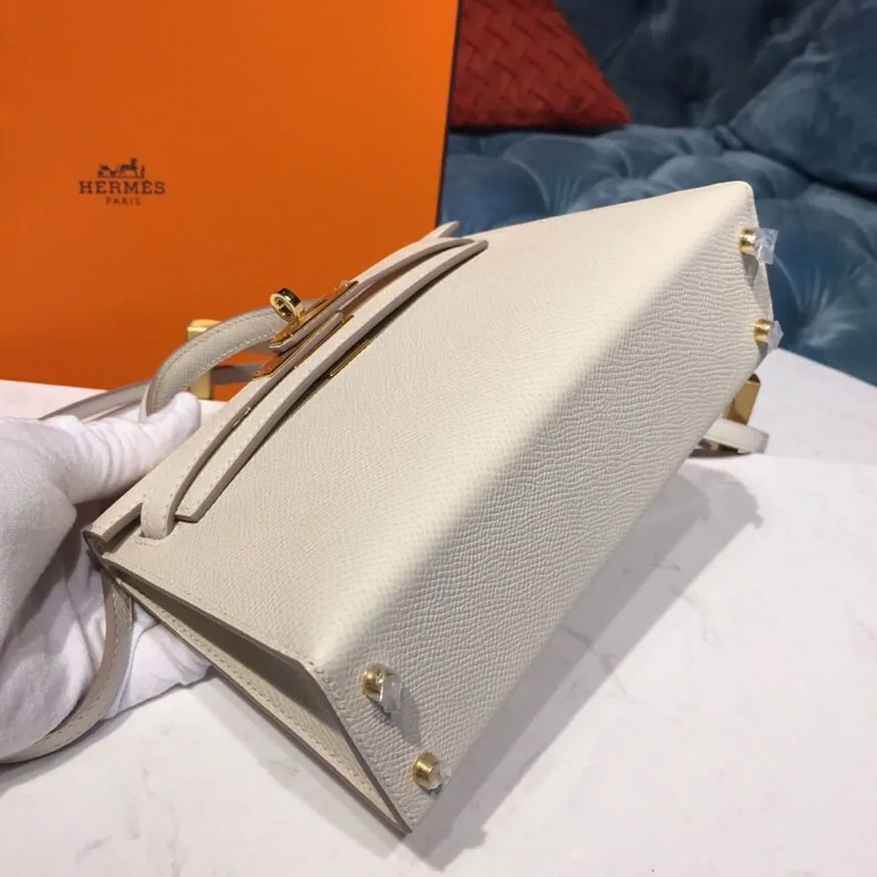 Hermes Mini Kelly Craie Gold in Toned Hardware / Hermes Mini Kelly Craie Gold in Toned Hardware /