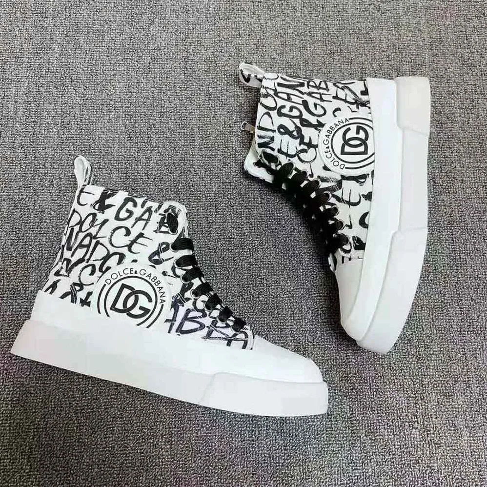 Dolce Gabbana D&G Canvas Portofino Light Mid-Top Sneakers with DG Logo Print for Unisex Dolce Gabbana D&G Canvas Portofino Light Mid-Top Sneakers with DG Logo Print for Unisex