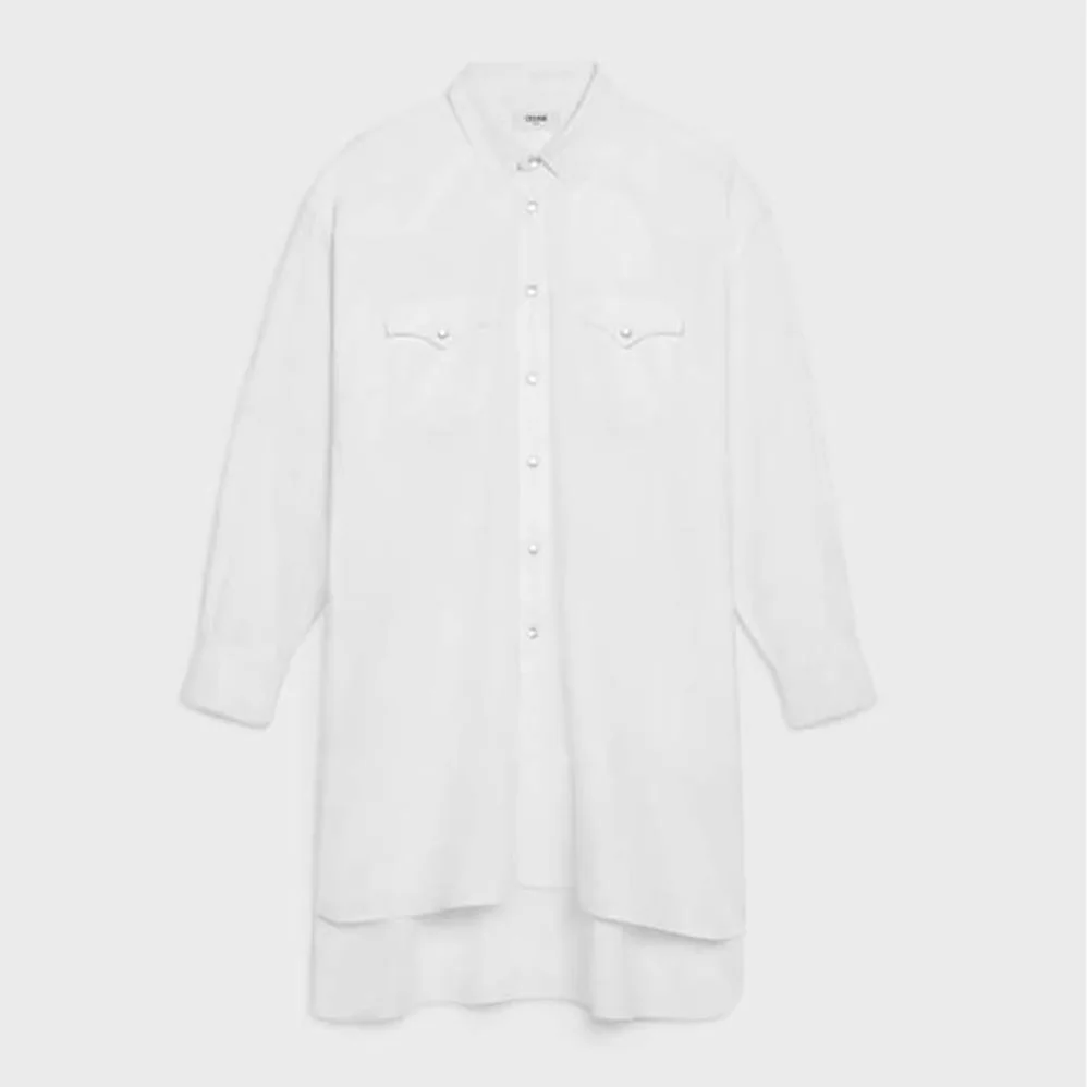 Celine Cowboy Painter Shirt in White Denim for Women Celine Cowboy Painter Shirt in White Denim for Women