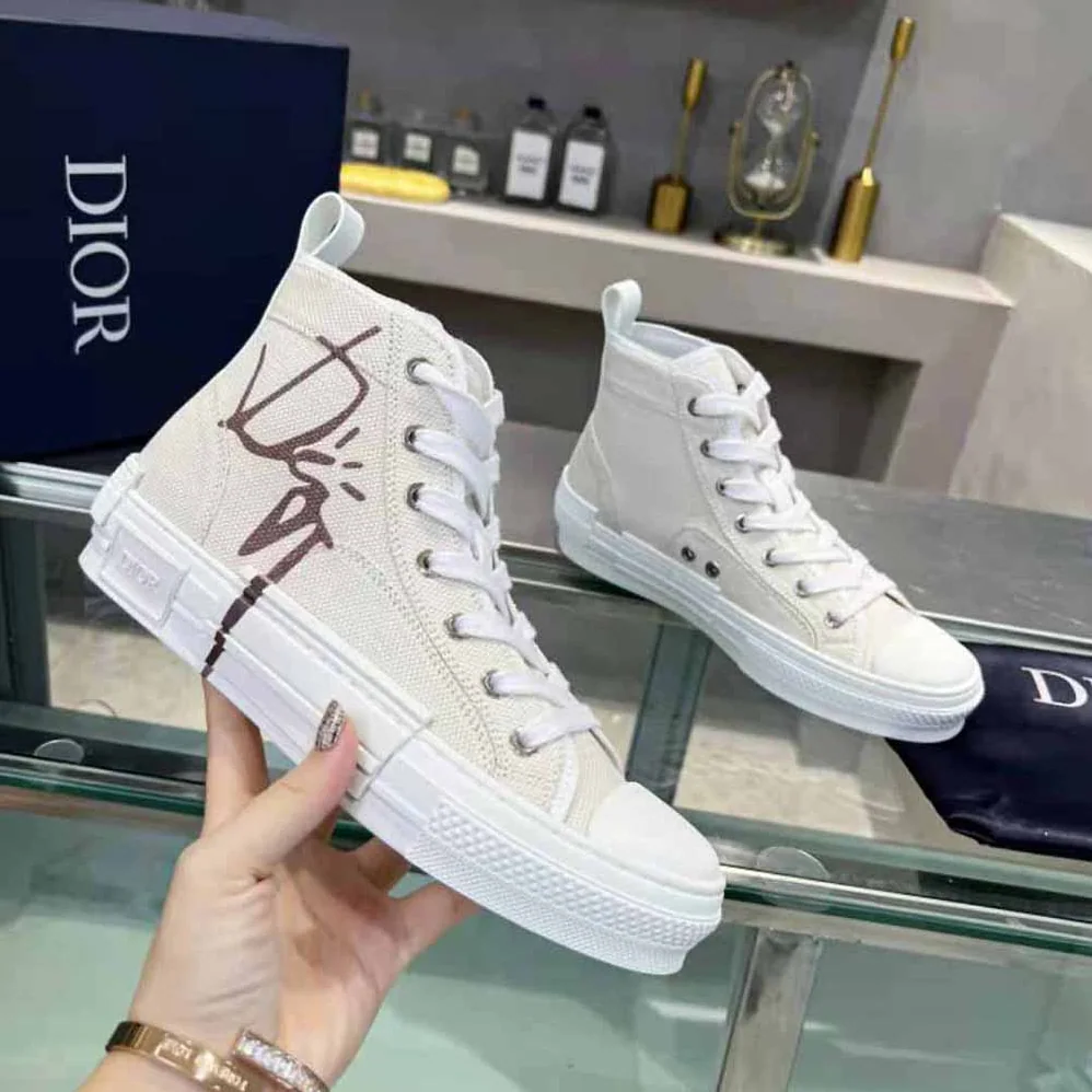 Dior B23 Cactus Jack Dior High-Top Sneaker Cream and Coffee Cotton Canvas for Men