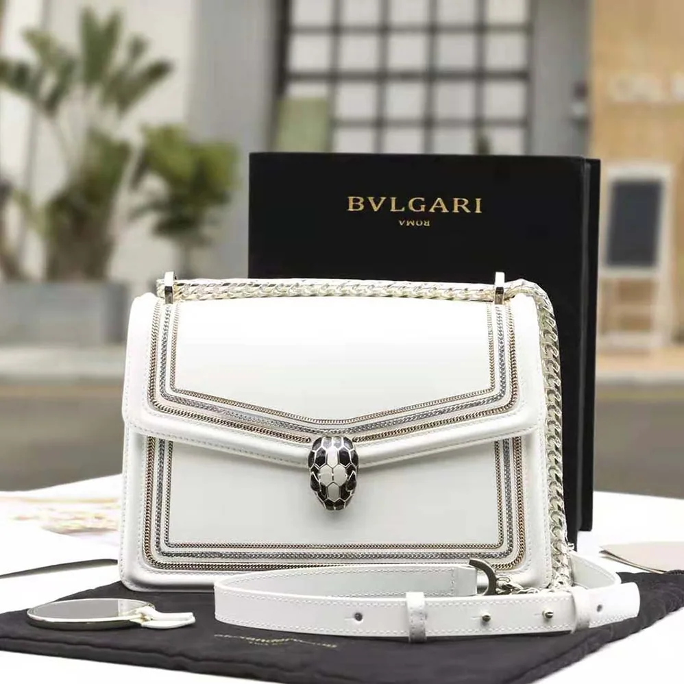 Bvlgari Serpenti Diamond Blast Shoulder Bag for Women in White Bvlgari Serpenti Diamond Blast Shoulder Bag for Women in White