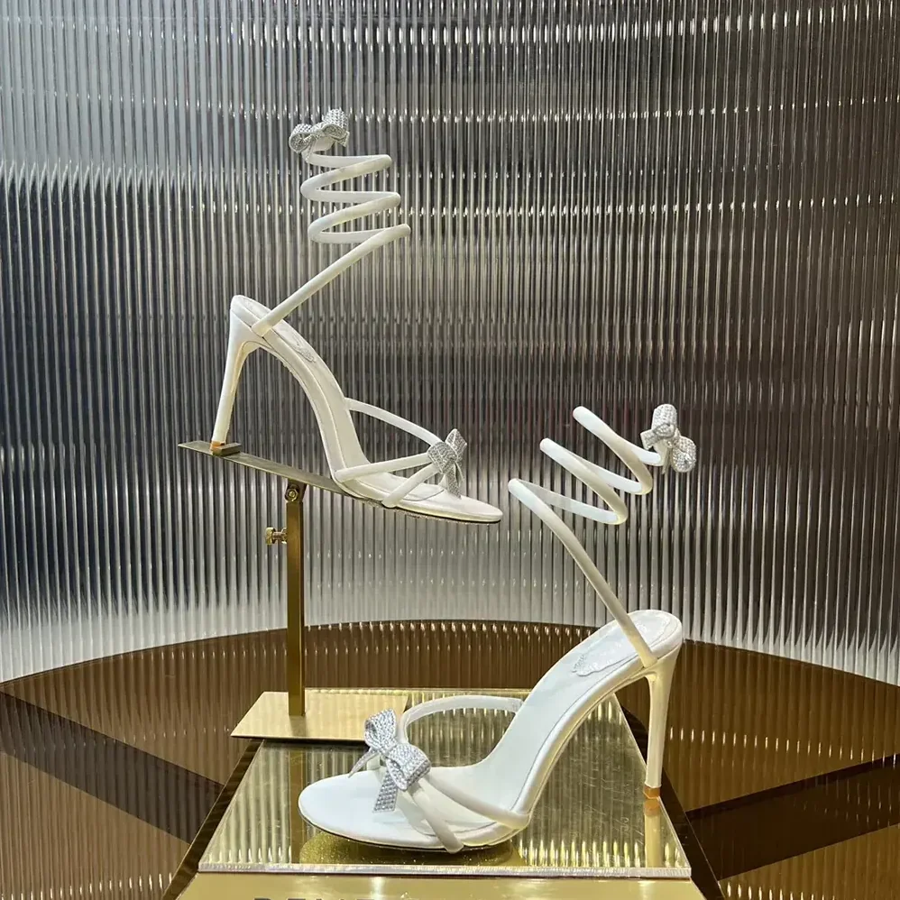 Rene Caovilla Cleo Ivory Sandal with Bows 105 for Women Rene Caovilla Cleo Ivory Sandal with Bows 105 for Women
