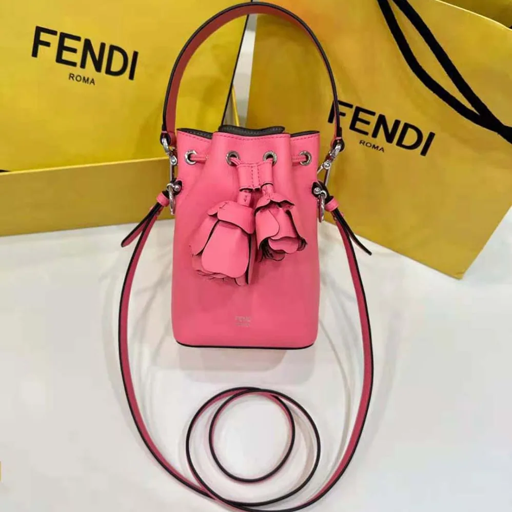 Fendi Mon Tresor Pink Leather Mini-bag with 3D Roses for Women