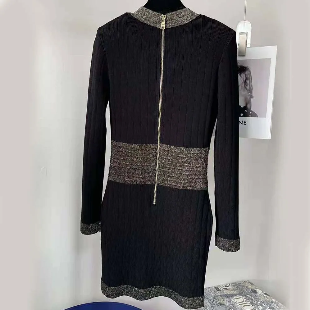 Balmain Scooped V for Women in neckline Knit Dress Balmain Scooped V for Women in neckline Knit Dress