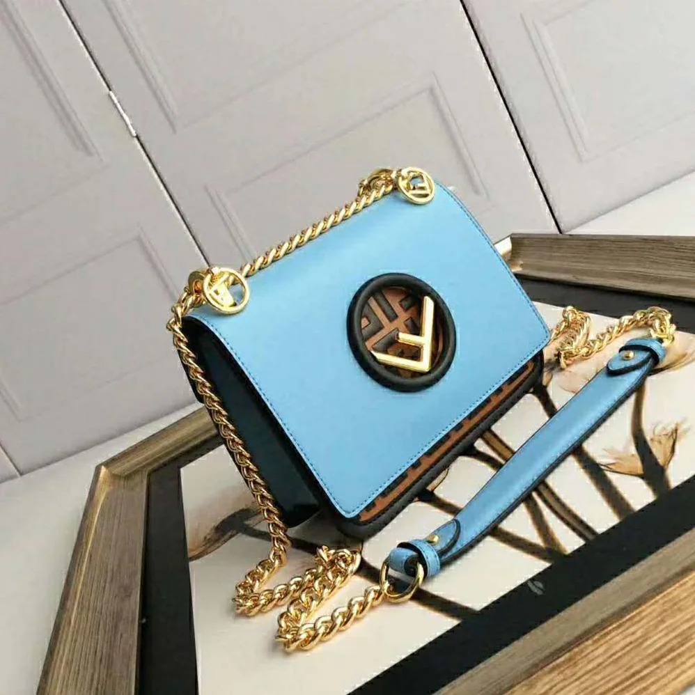 Fendi Kan I F Small Pale Blue Leather Mini Bag for Women