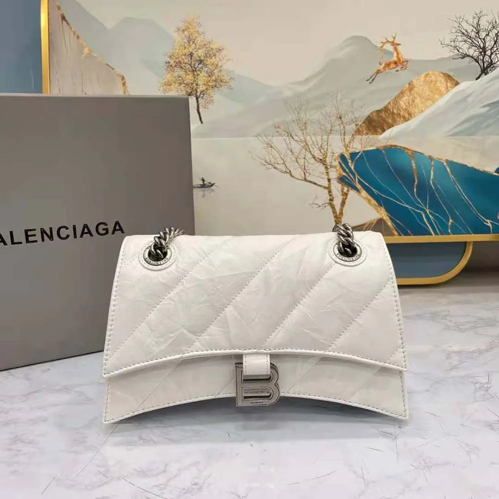 Balenciaga Crush Small Chain Bag Quilted in Optic White for Women Balenciaga Crush Small Chain Bag Quilted in Optic White for Women