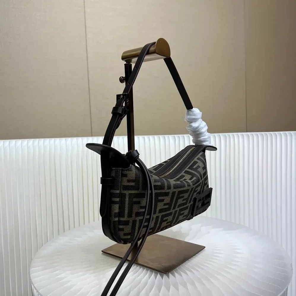 Fendi Simply Fendi Mini Brown FF Jacquard Fabric Mini Bag for Women Fendi Simply Fendi Mini Brown FF Jacquard Fabric Mini Bag for Women