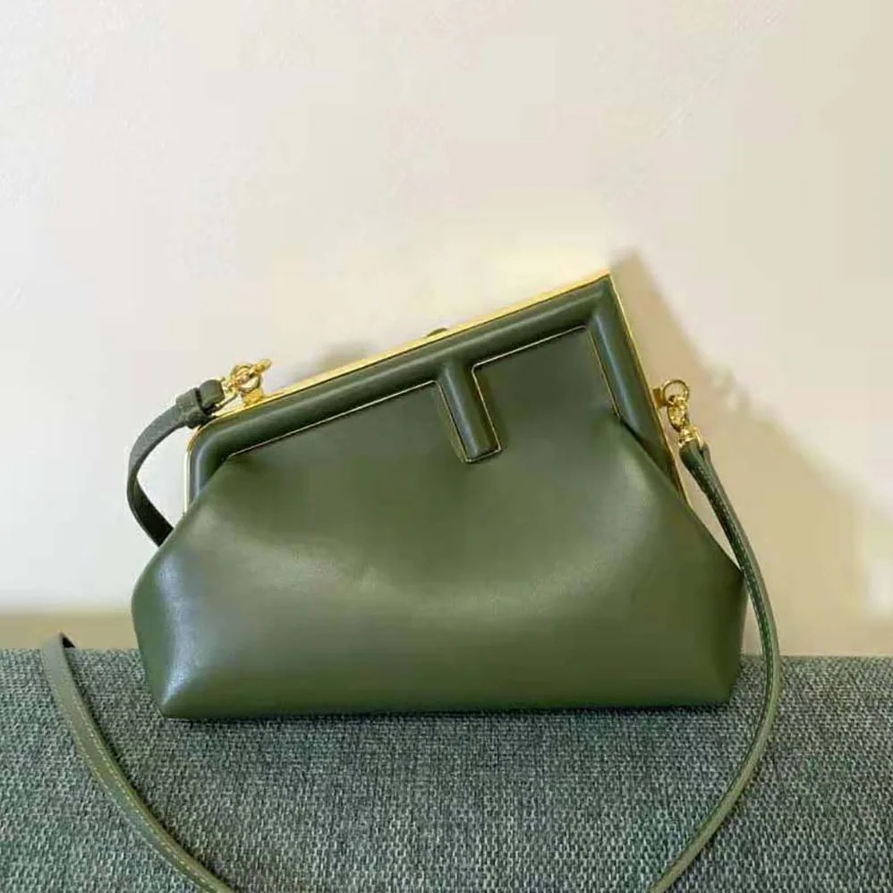 Fendi First Small Dark Green Leather Bag for Women