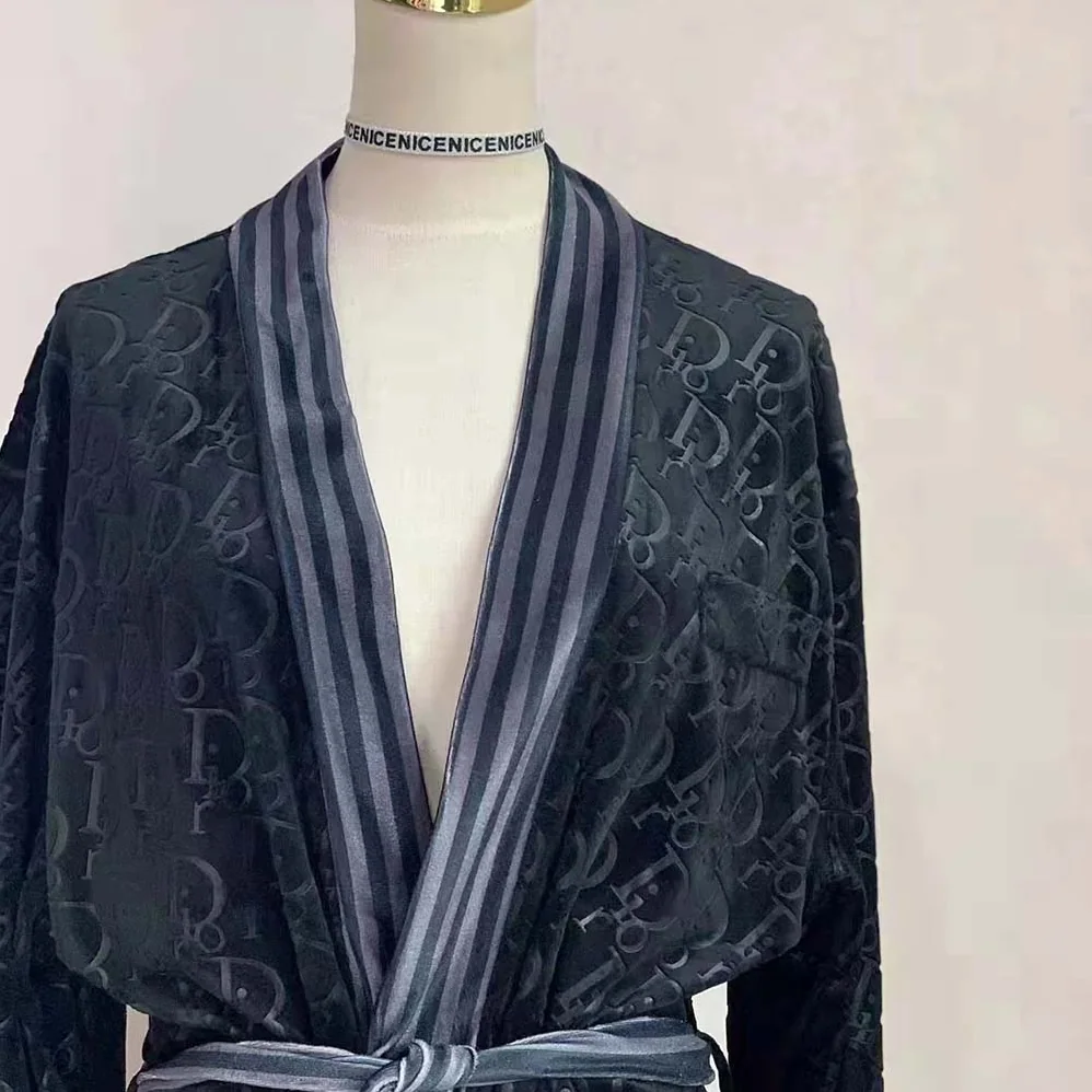 Dior Unisize Oblique Bathrobe In Terry Cotton Jacquard for Men in Black