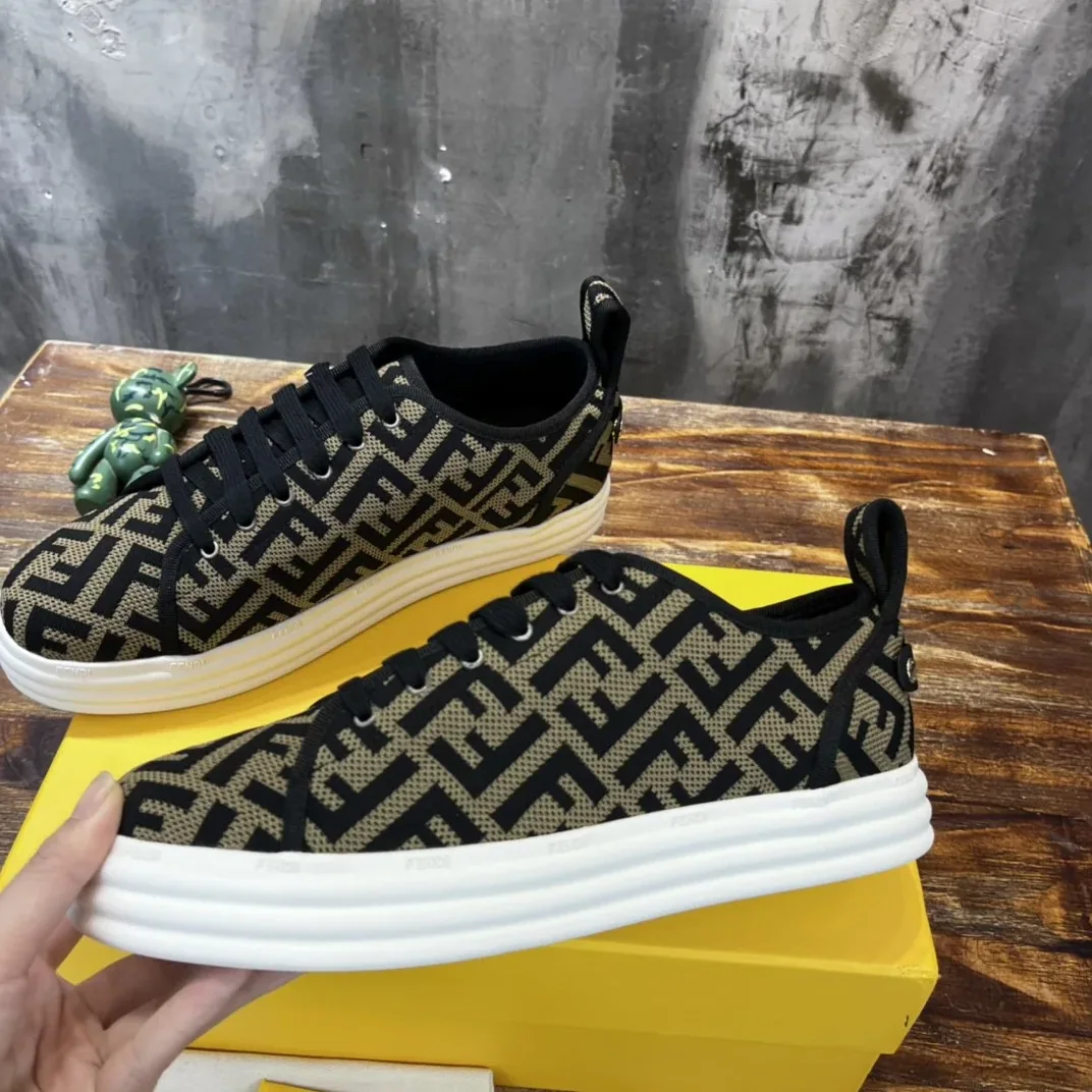 Fendi Domino Fabric Sneakers Brown Fendi Domino Fabric Sneakers Brown