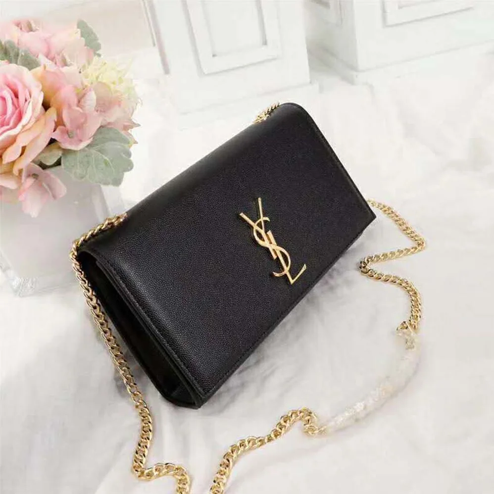 Saint Laurent YSL Kate Medium Grain De Poudre Embossed for Women in Gold