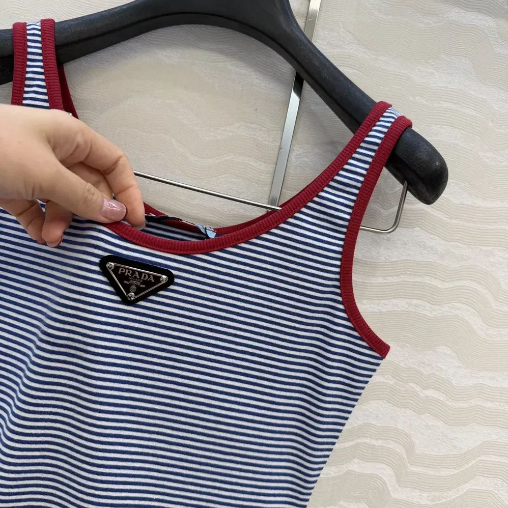 Prada Striped Cotton Jersey Tank Top for Women Prada Striped Cotton Jersey Tank Top for Women