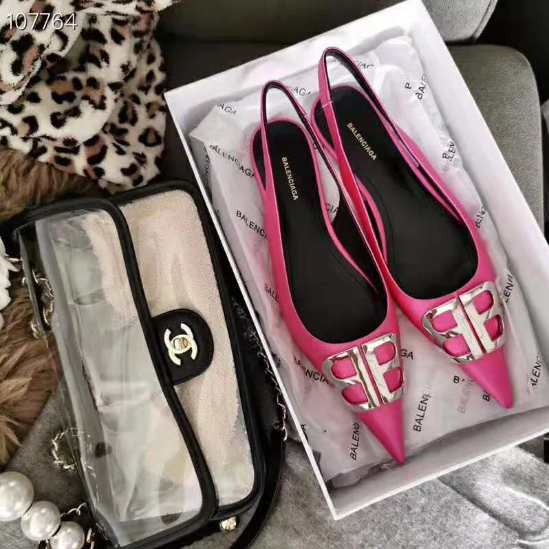 Balenciaga BB Flat Slingback Ballerina Satin 5mm Arch for Women in Rose Balenciaga BB Flat Slingback Ballerina Satin 5mm Arch for Women in Rose