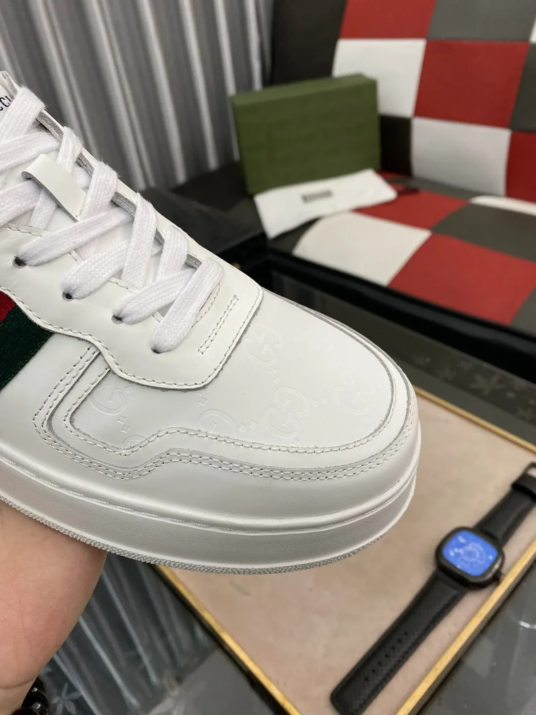 Gucci GG Sneaker With Web White for Men Gucci GG Sneaker With Web White for Men