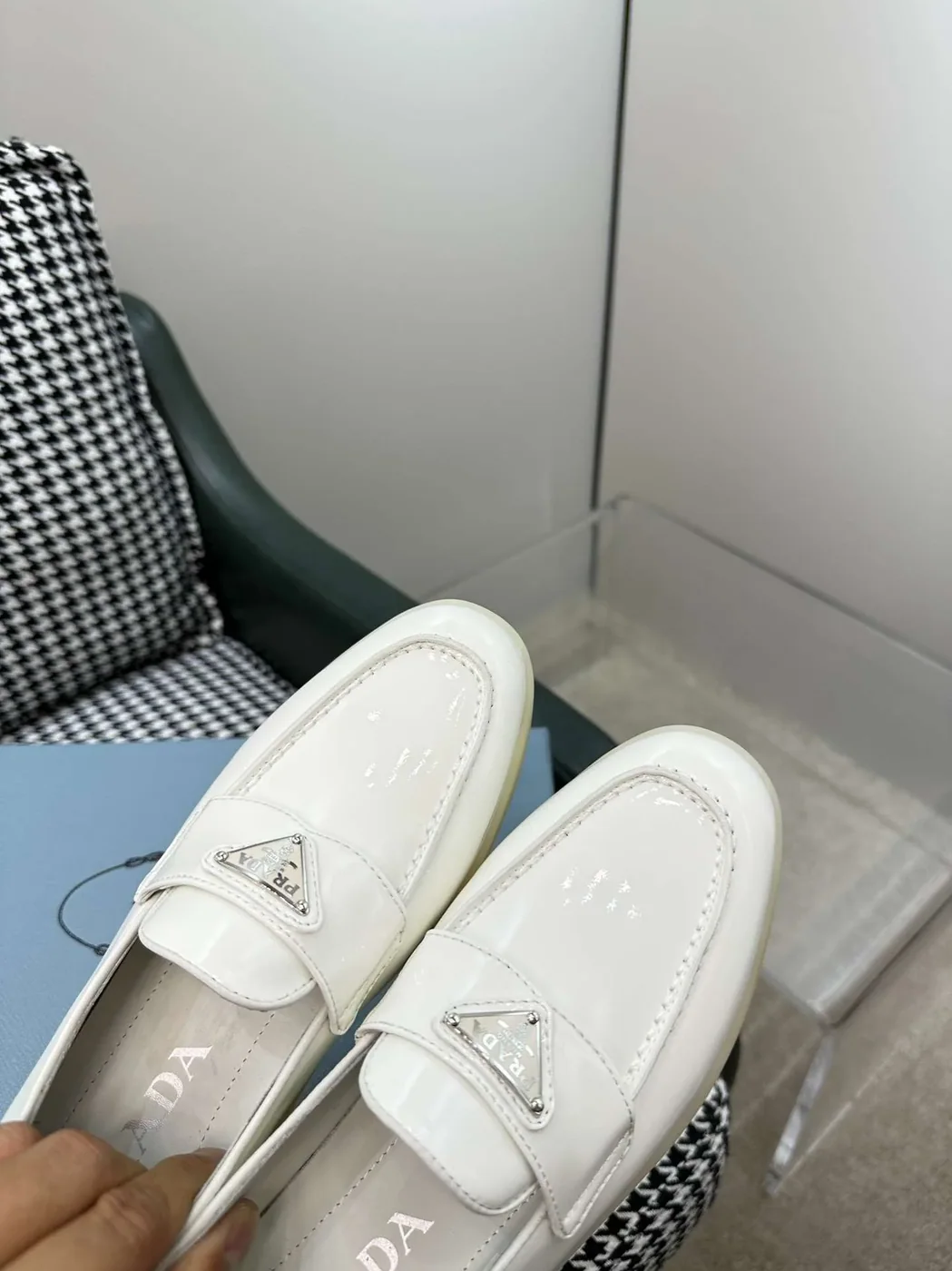 Prada Brushed Loafers White