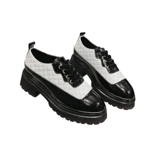 Chanel Thick Soled Chain Laced Loafers White