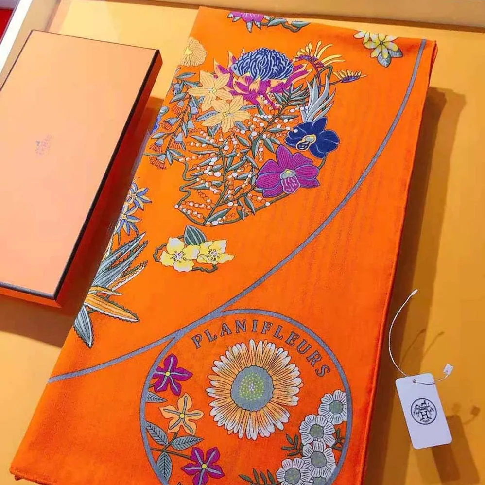 Hermes Planifleurs Scarf 90 for Women in Orange