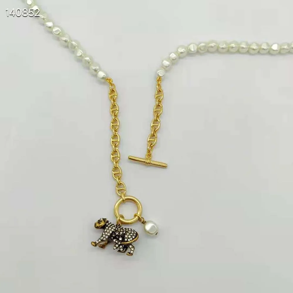 Dior Toile De Jouy Necklace Antique Gold-Finish Metal, Freshwater Pearl for Women Dior Toile De Jouy Necklace Antique Gold-Finish Metal, Freshwater Pearl for Women