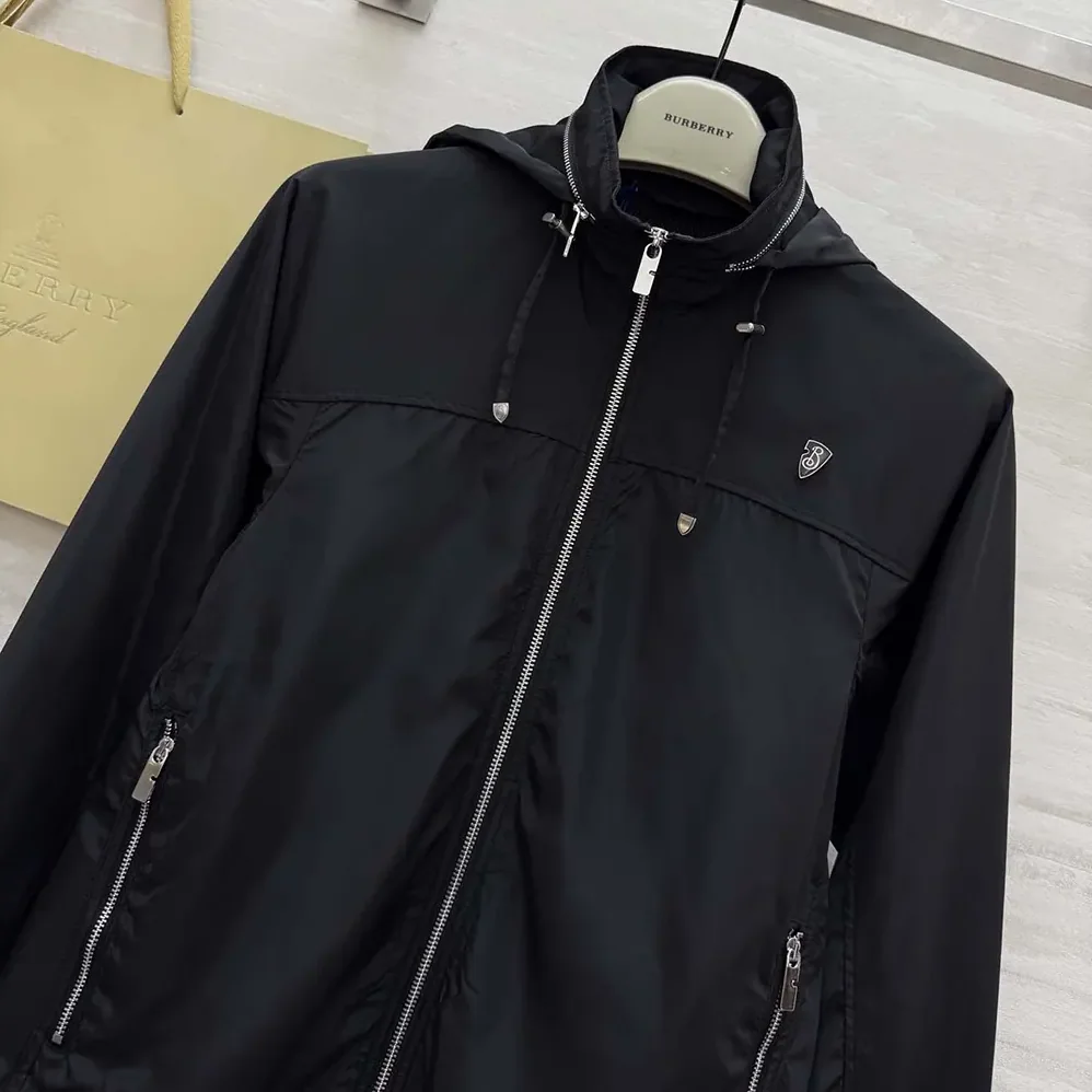 Burberry Knight Stamp Nylon Jacket for Men in Black