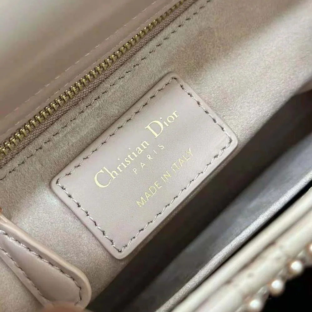 Dior Small Lady Dior Bag Rose Des Vents Cannage Calfskin Embroidered with Resin Pearls for Women Dior Small Lady Dior Bag Rose Des Vents Cannage Calfskin Embroidered with Resin Pearls for Women