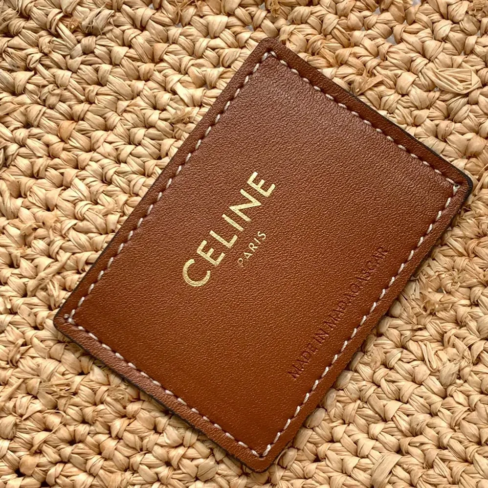 Celine Medium Supple Celine Classic Panier In Raffia And Calfskin for Women Celine Medium Supple Celine Classic Panier In Raffia And Calfskin for Women