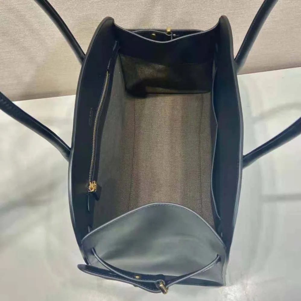 Prada Large Leather Tote Bag with Buckles for Women in Black Prada Large Leather Tote Bag with Buckles for Women in Black