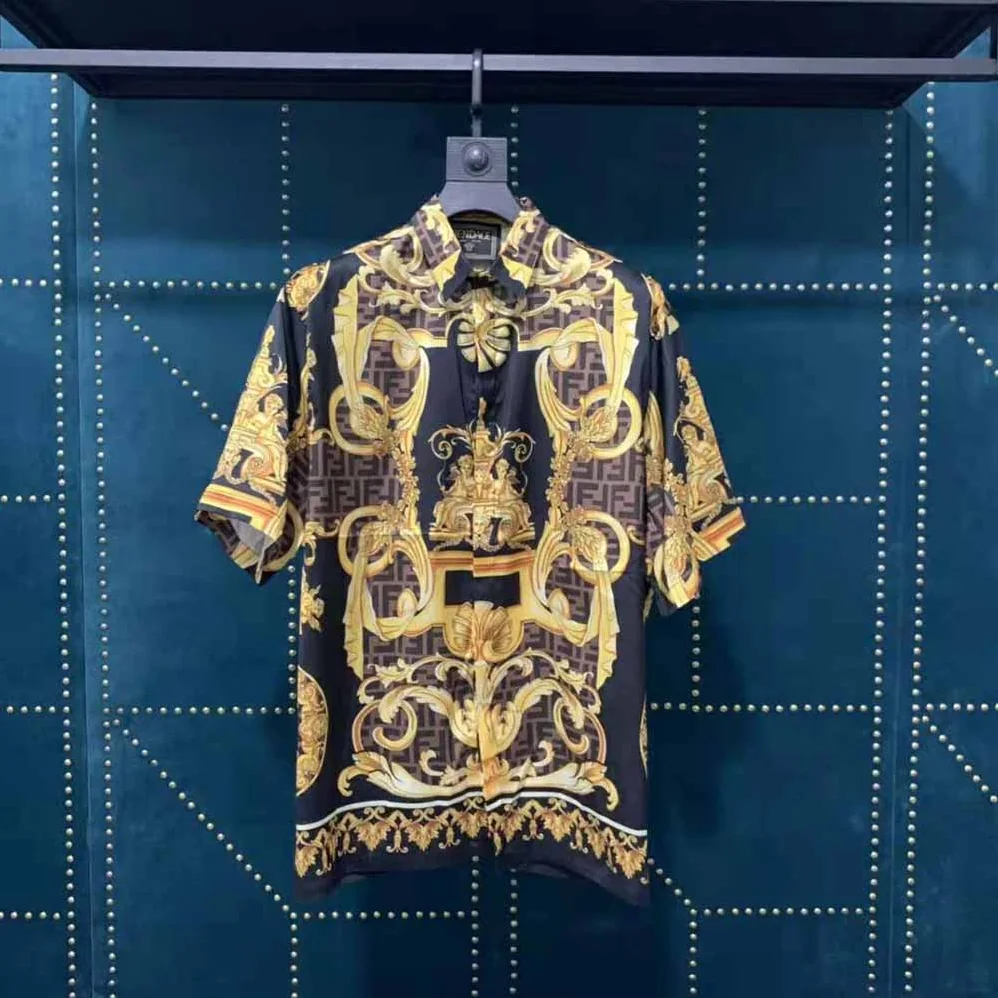 Fendi Fendace Multicolor Silk Shirt for Men in Black Fendi Fendace Multicolor Silk Shirt for Men in Black