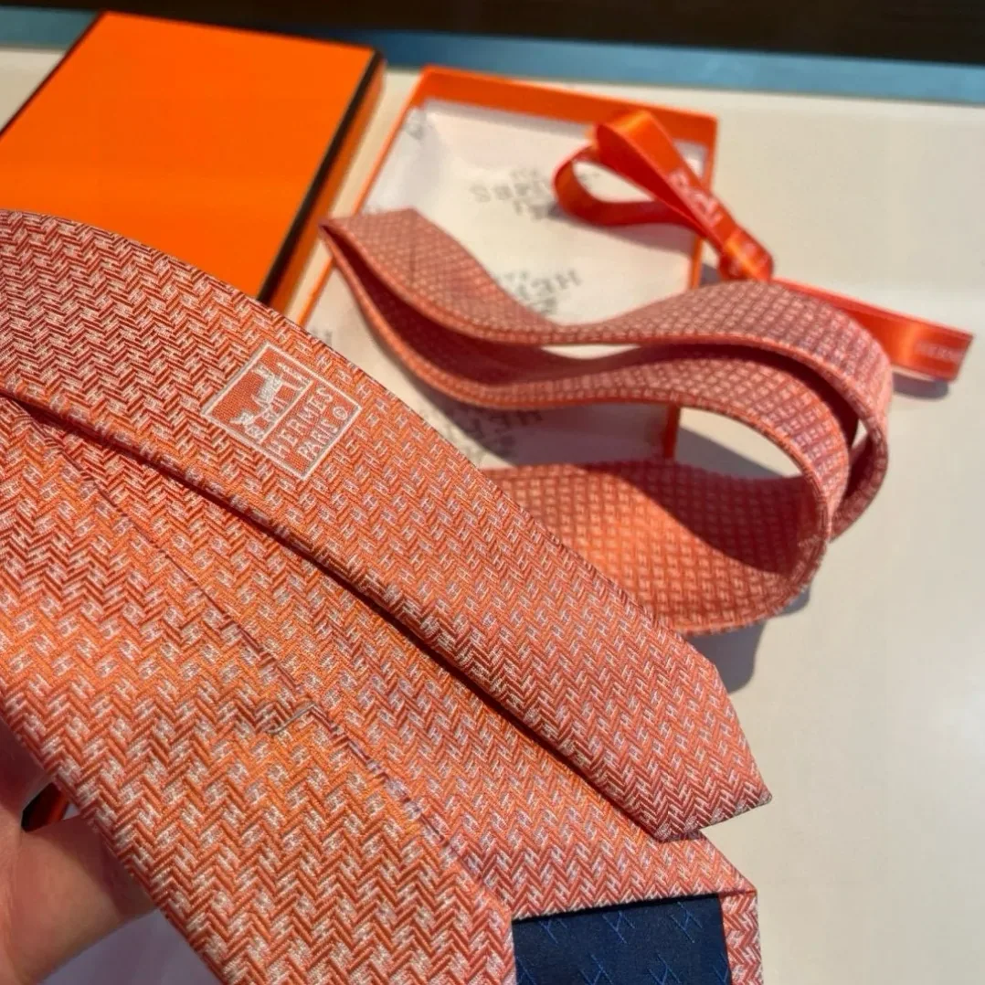 Hermes Elegent Orange Silk Tie Hermes Elegent Orange Silk Tie