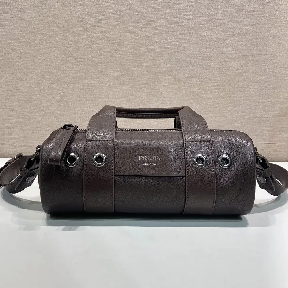 Prada Route Large Leather Top-Handle Bag for Women in Cocoa Brown Prada Route Large Leather Top-Handle Bag for Women in Cocoa Brown