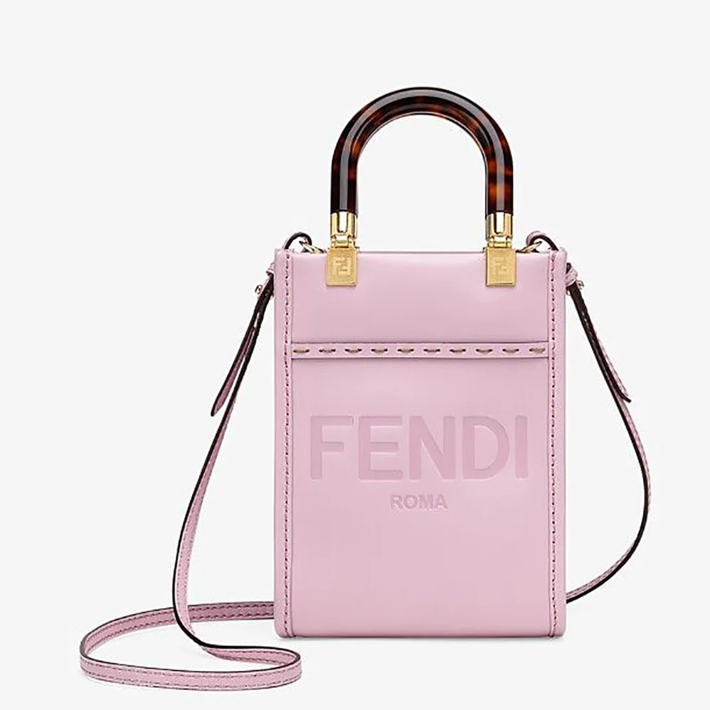 Fendi Mini Sunshine Shopper Leather Mini-Bag for Women in Pink