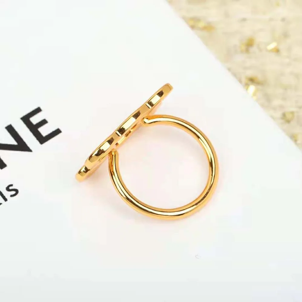 Celine Triomphe Frame Large Ring in Brass with Gold Finish for Women Celine Triomphe Frame Large Ring in Brass with Gold Finish for Women
