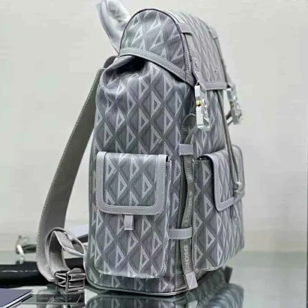 Dior Hit the Road Backpack Dior Gray CD Diamond Canvas for Men Dior Hit the Road Backpack Dior Gray CD Diamond Canvas for Men