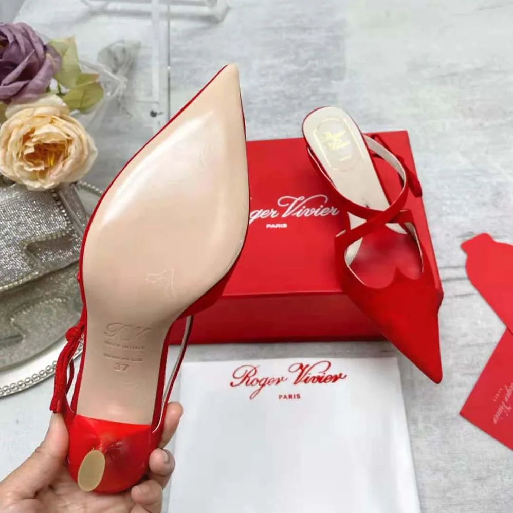 Roger Vivier I Love Vivier Bow String Mules in Suede for Women in Red