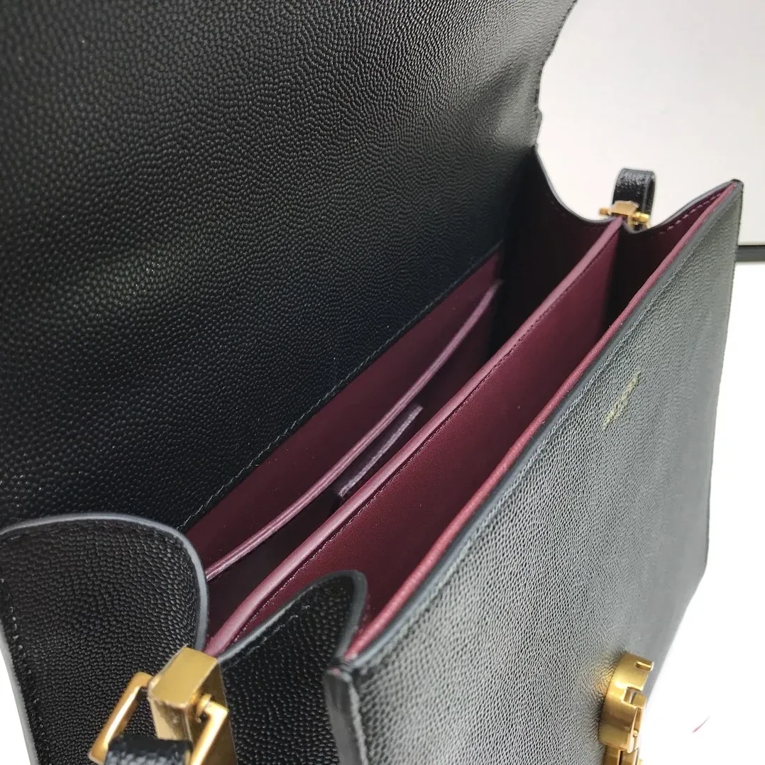Saint Laurent Cassandra Medium Top Handle Bag In Grain Black in YSL Saint Laurent Cassandra Medium Top Handle Bag In Grain Black in YSL