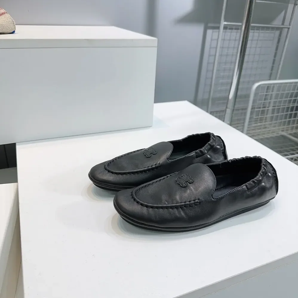 Celine Adam-Slip-On Loafer In Goatskin for Unisex in Black Celine Adam-Slip-On Loafer In Goatskin for Unisex in Black