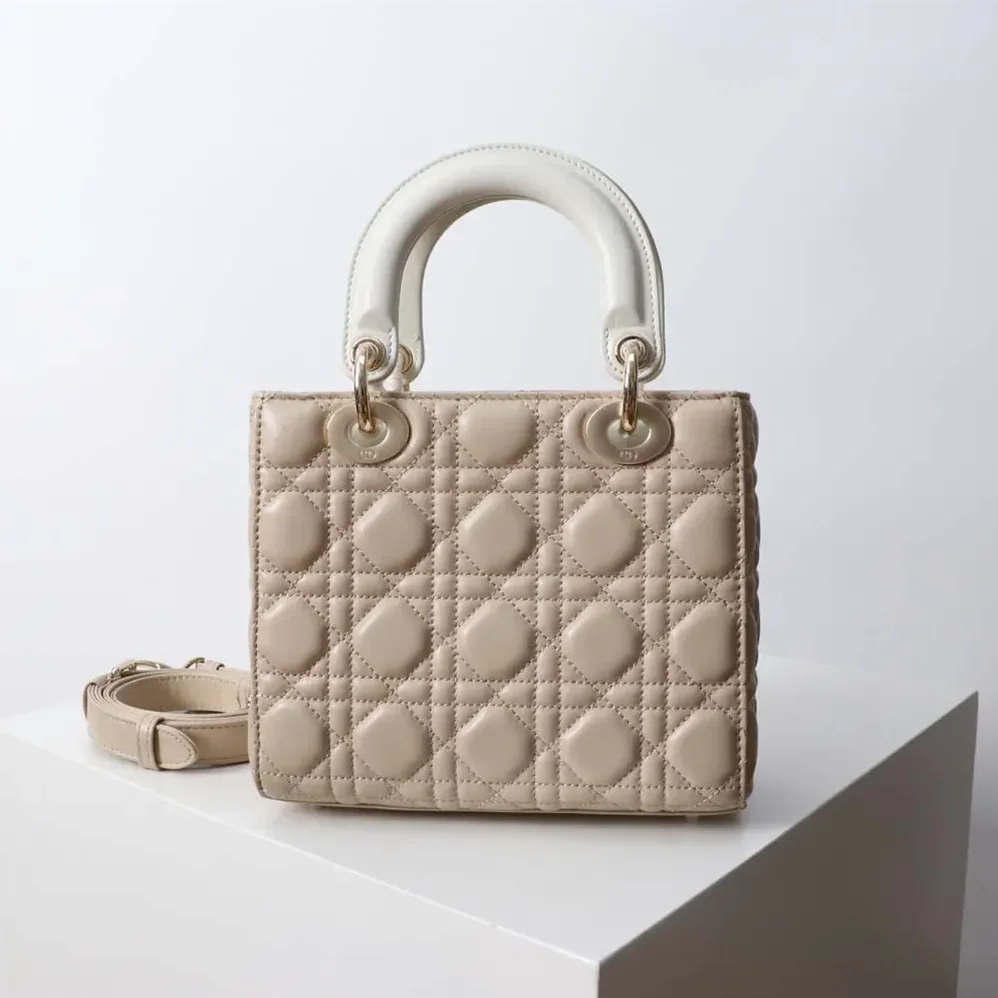 Dior Small Lady Dior Bag Two-Tone Trench Beige and Latte Cannage Lambskin for Women Dior Small Lady Dior Bag Two-Tone Trench Beige and Latte Cannage Lambskin for Women
