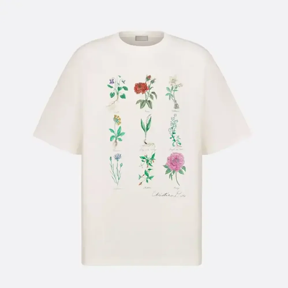Dior T-Shirt White Slub Cotton Jersey for Women