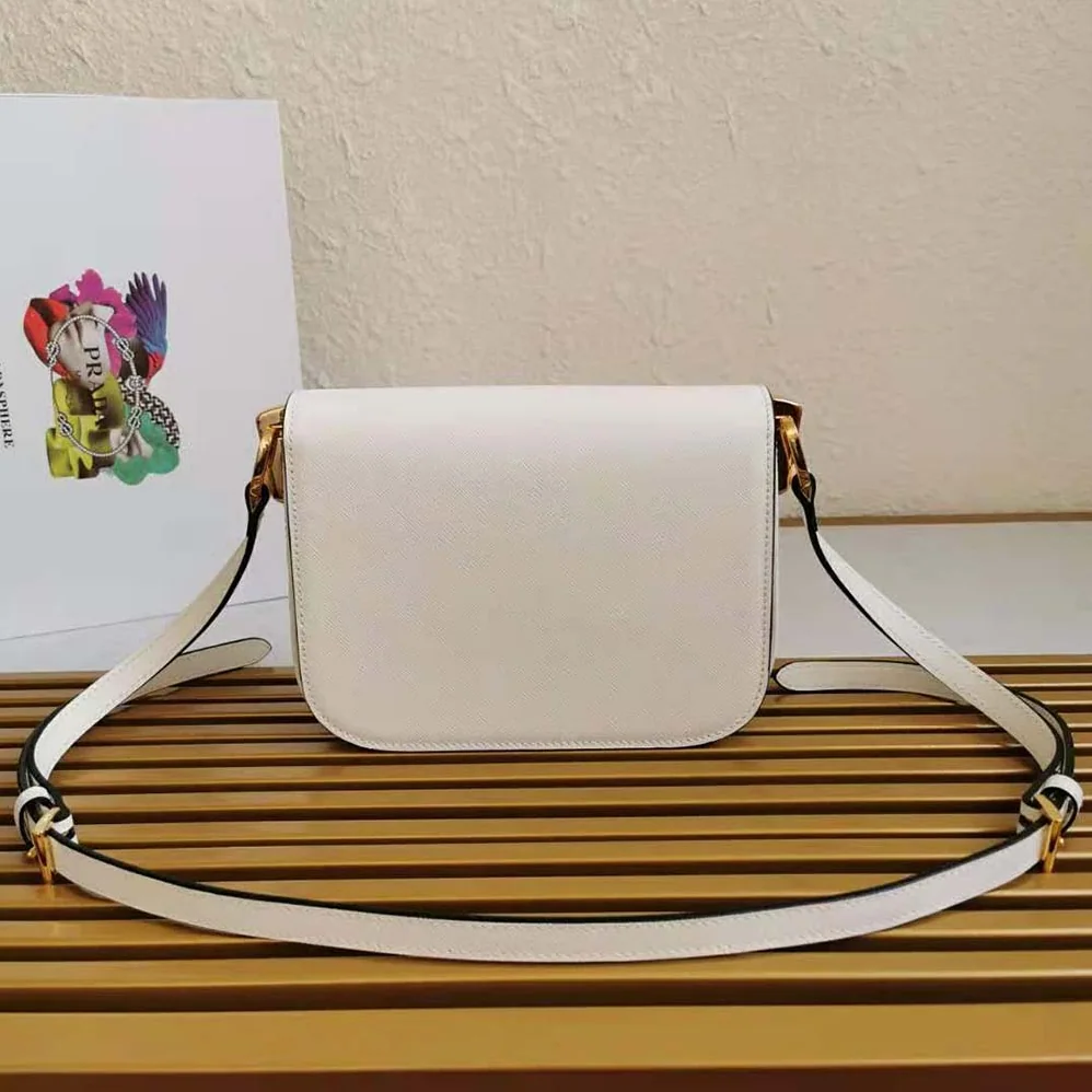 Prada Saffiano Leather Prada Embleme Bag for Women in White
