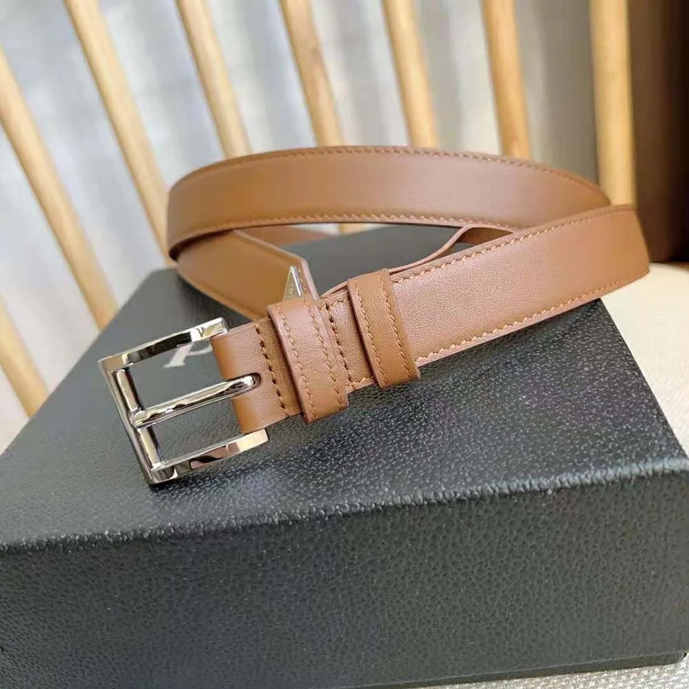 Prada N Leather Belt with Enameled-metal Triangle Logo for Unisex in Brown Prada N Leather Belt with Enameled-metal Triangle Logo for Unisex in Brown