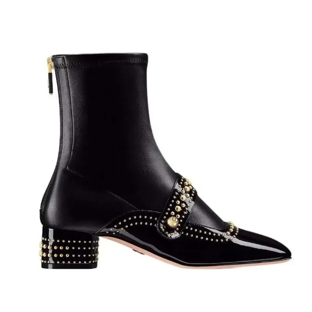 Dior Belle-D Heeled Ankle Boot Black Calfskin for Women