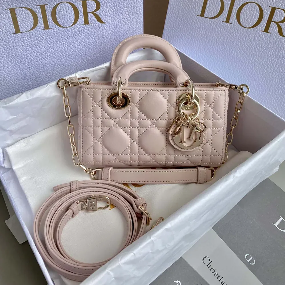 Dior Lady D-Joy Micro Bag Powder Pink Cannage Lambskin for Women