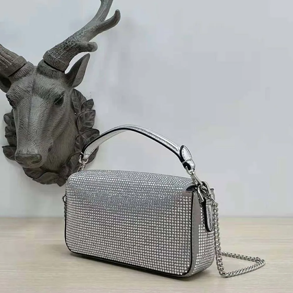 Fendi Baguette Mini Silver Crystals Bag for Women