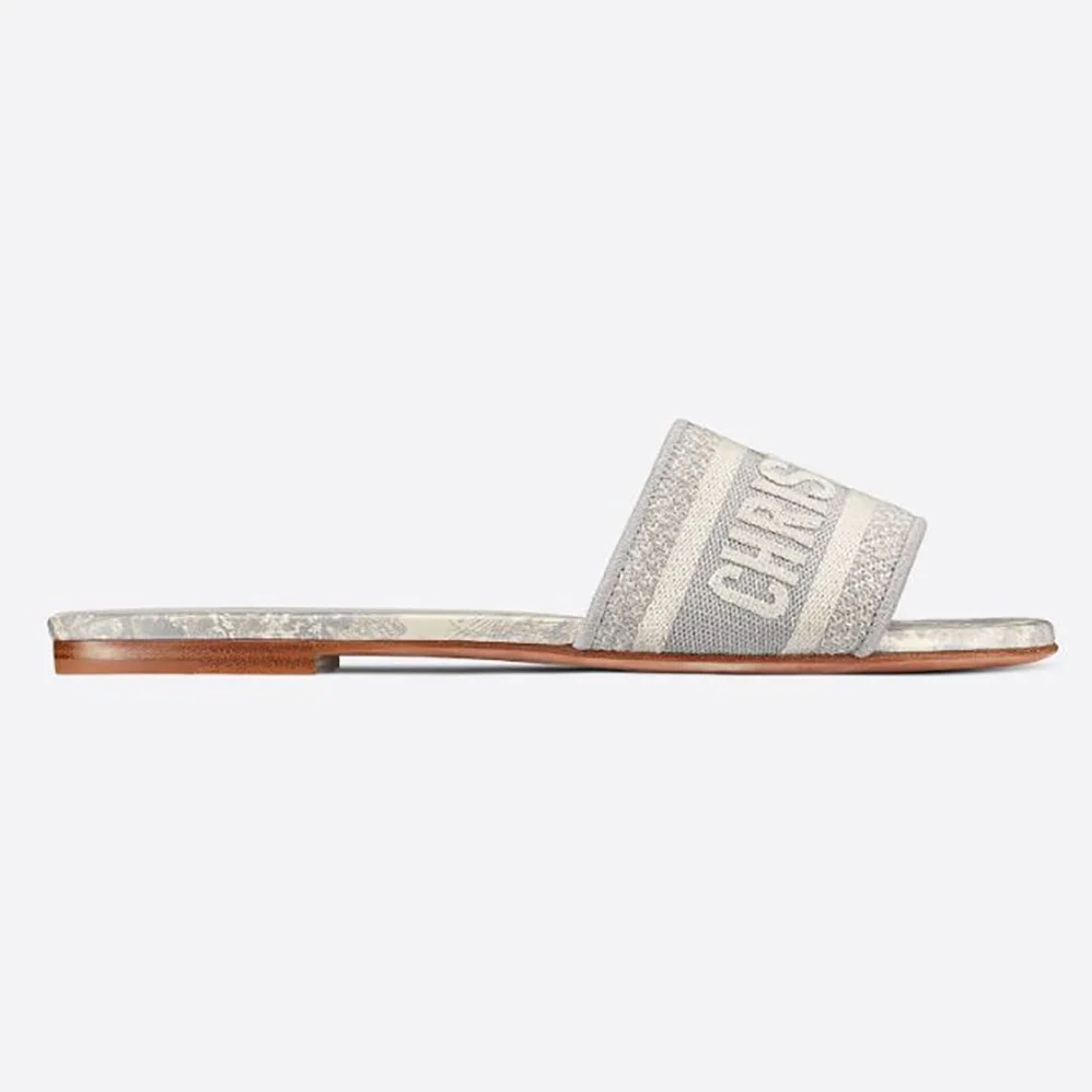 Dior Dway Slide Gray and Ecru Toile de Jouy Embroidered Cotton for Women Dior Dway Slide Gray and Ecru Toile de Jouy Embroidered Cotton for Women